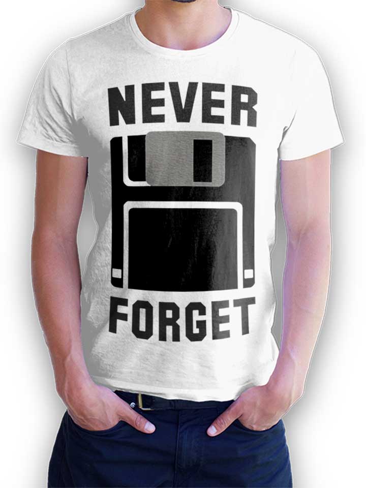 Never Forget Floppy Disc T-Shirt bianco L
