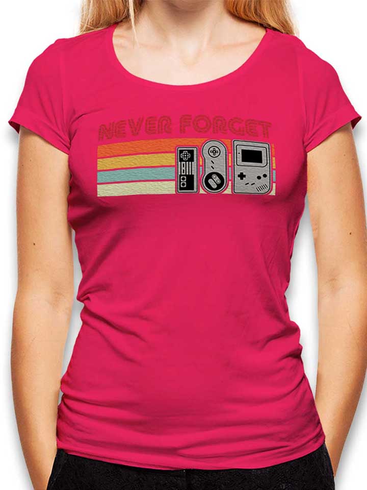 Never Forget Oldschool Game Controller Damen T-Shirt...