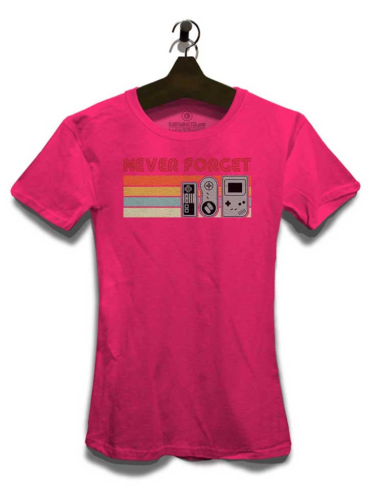 never-forget-oldschool-game-controller-damen-t-shirt fuchsia 3