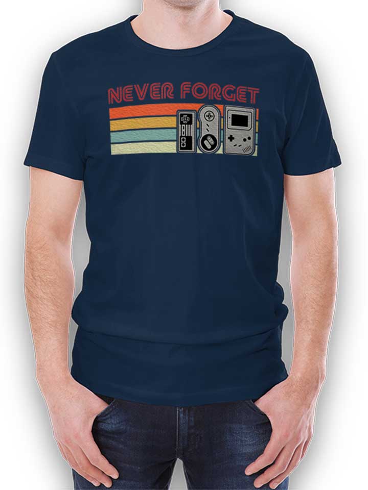 Never Forget Oldschool Game Controller T-Shirt navy L