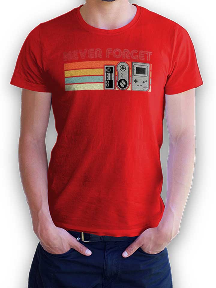 Never Forget Oldschool Game Controller T-Shirt rot L