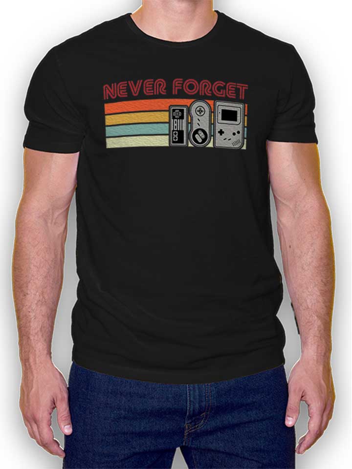 never-forget-oldschool-game-controller-t-shirt schwarz 1