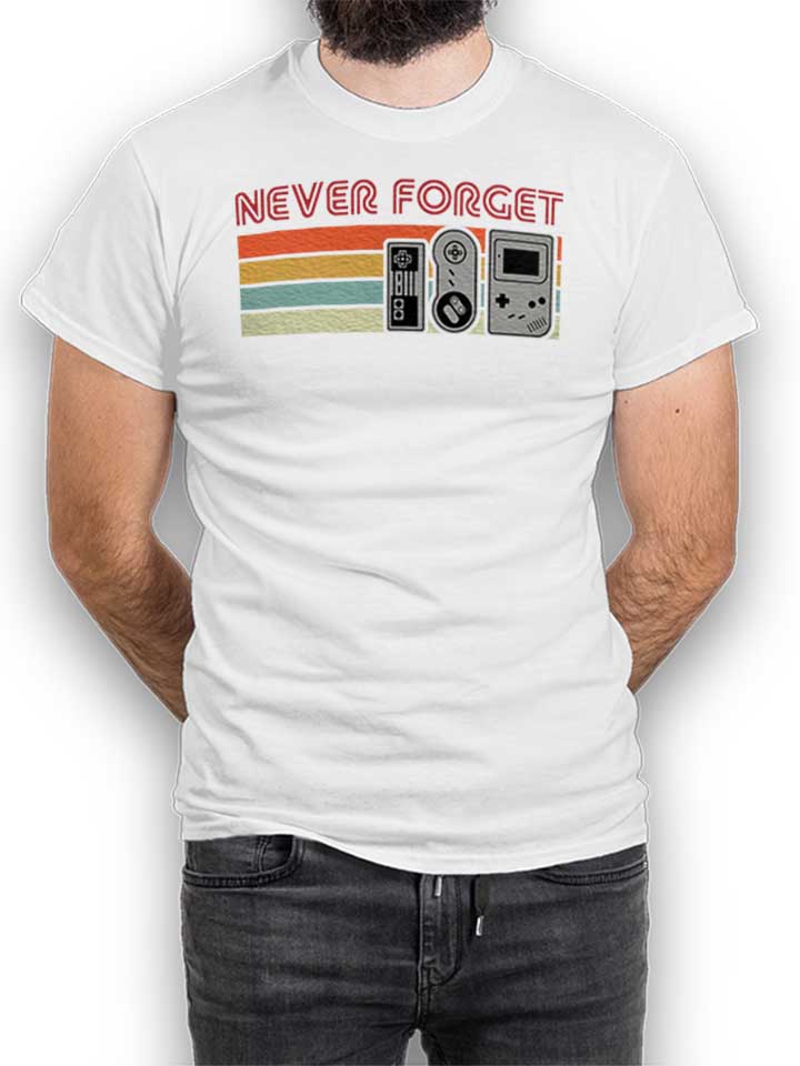 Never Forget Oldschool Game Controller T-Shirt white L