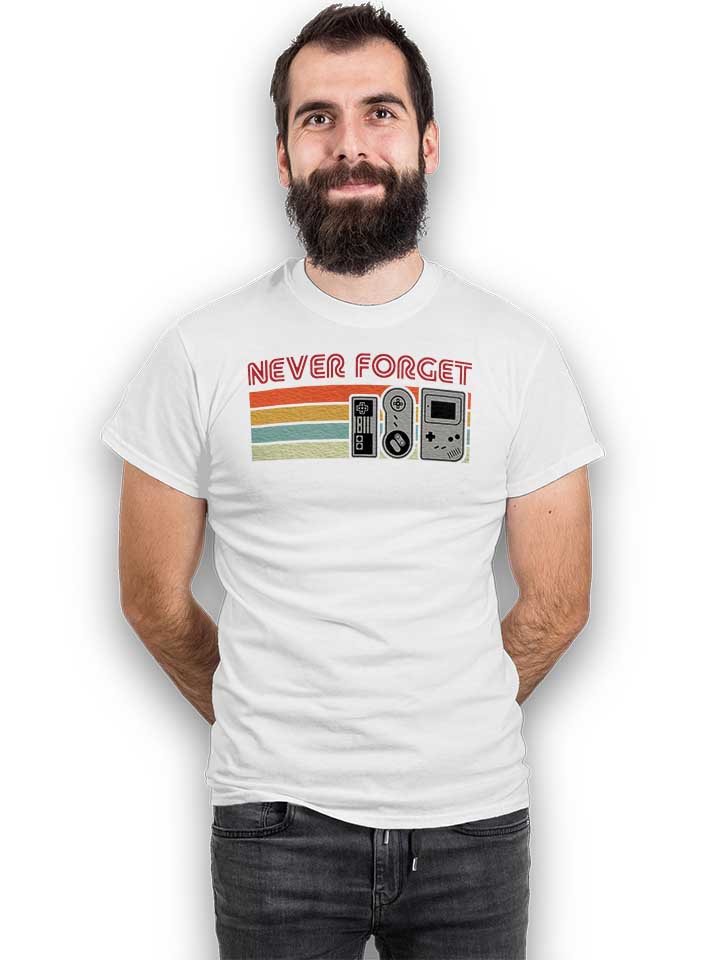 never-forget-oldschool-game-controller-t-shirt weiss 2