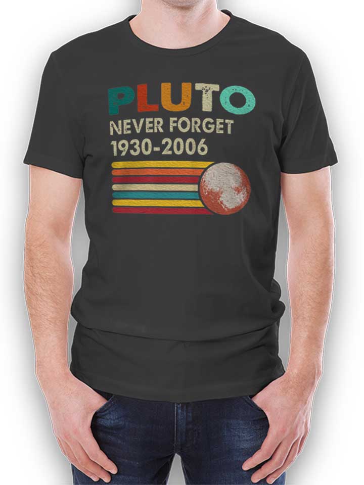 Never Forget Pluto Retro T-Shirt gris-fonc L