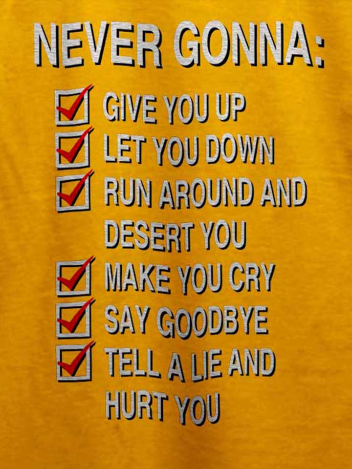 never-gonna-give-you-up-t-shirt gelb 4
