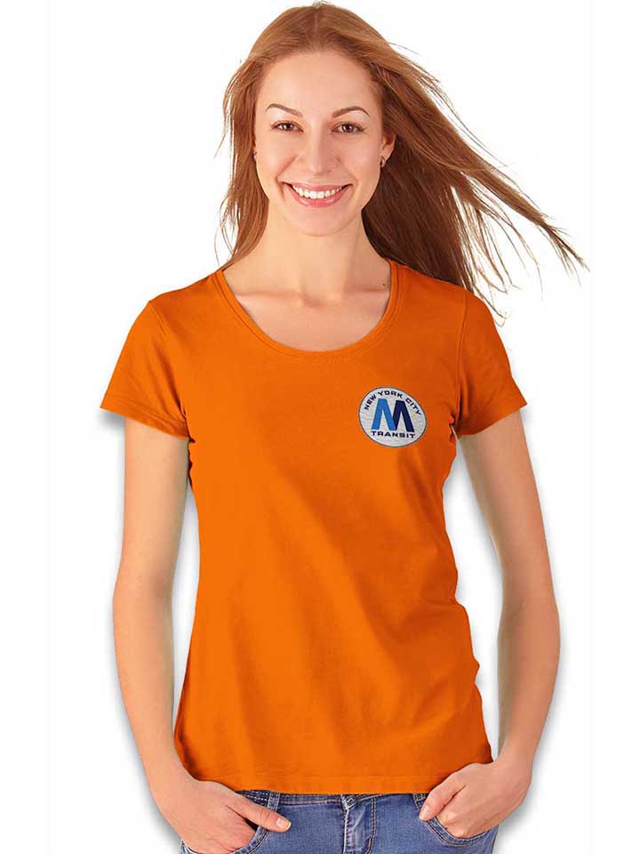 new-york-city-transit-subway-logo-chest-print-damen-t-shirt orange 2
