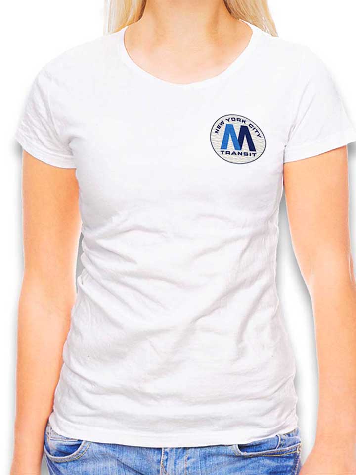 new-york-city-transit-subway-logo-chest-print-damen-t-shirt weiss 1