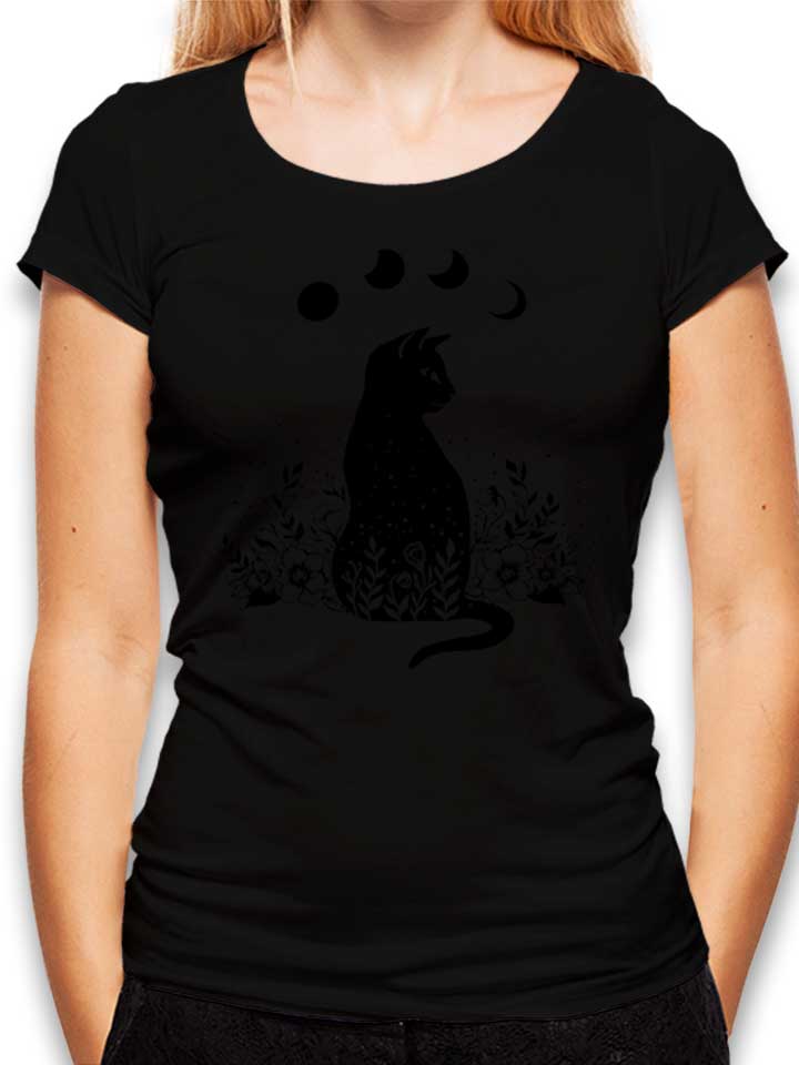 night-garden-cat-damen-t-shirt schwarz 1