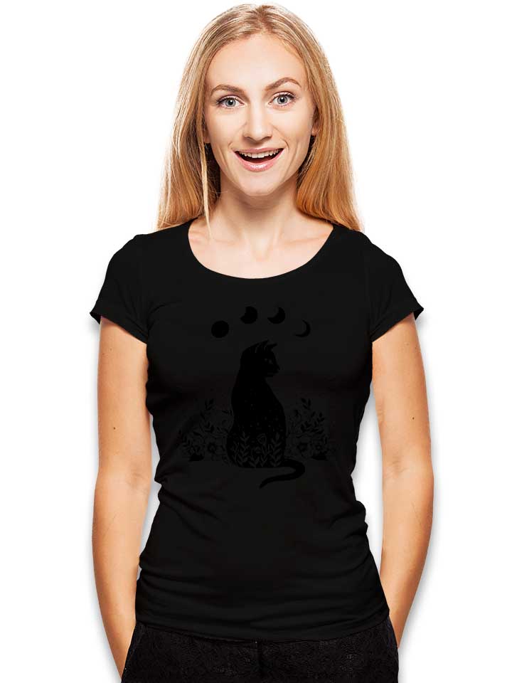night-garden-cat-damen-t-shirt schwarz 2
