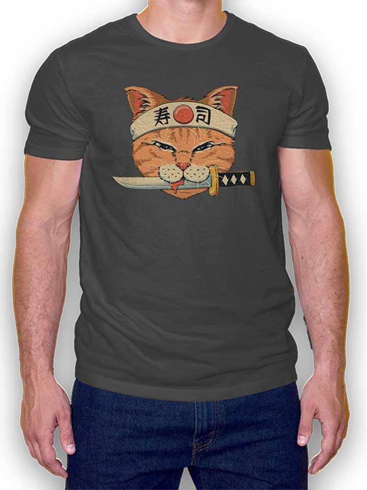 Ninja Cat 03 T-Shirt dunkelgrau L
