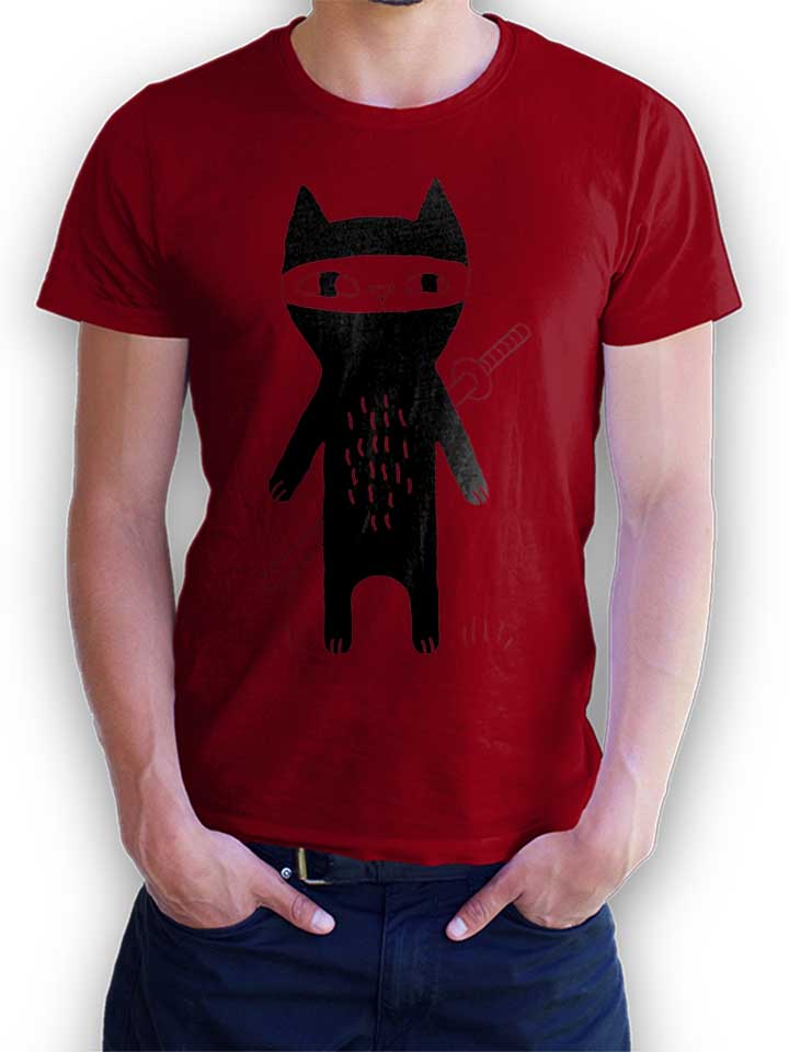 ninja-cat-t-shirt bordeaux 1
