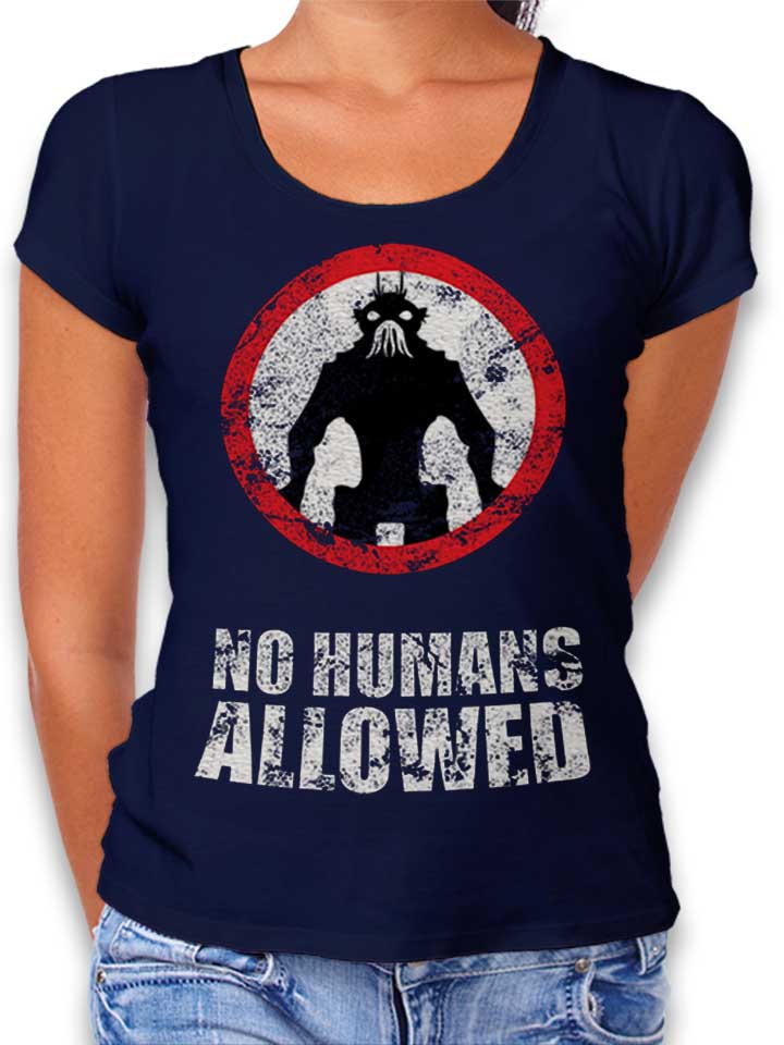 No Humans Allowed Damen T-Shirt dunkelblau L