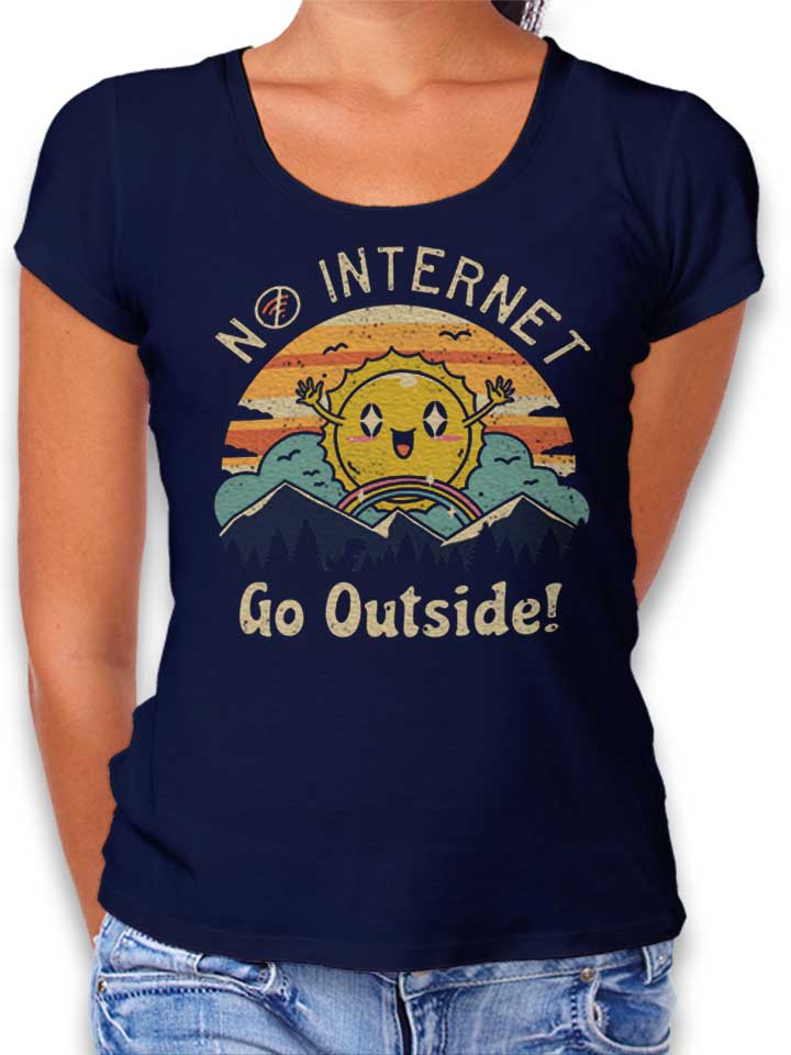 No Internet Vibes Camiseta Mujer azul-marino L