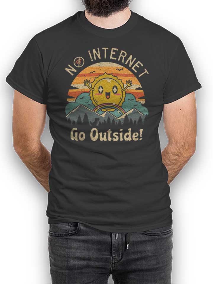 No Internet Vibes T-Shirt gris-fonc L