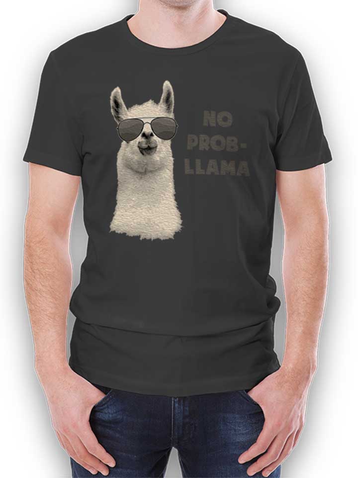No Problem Llama T-Shirt gris-fonc L