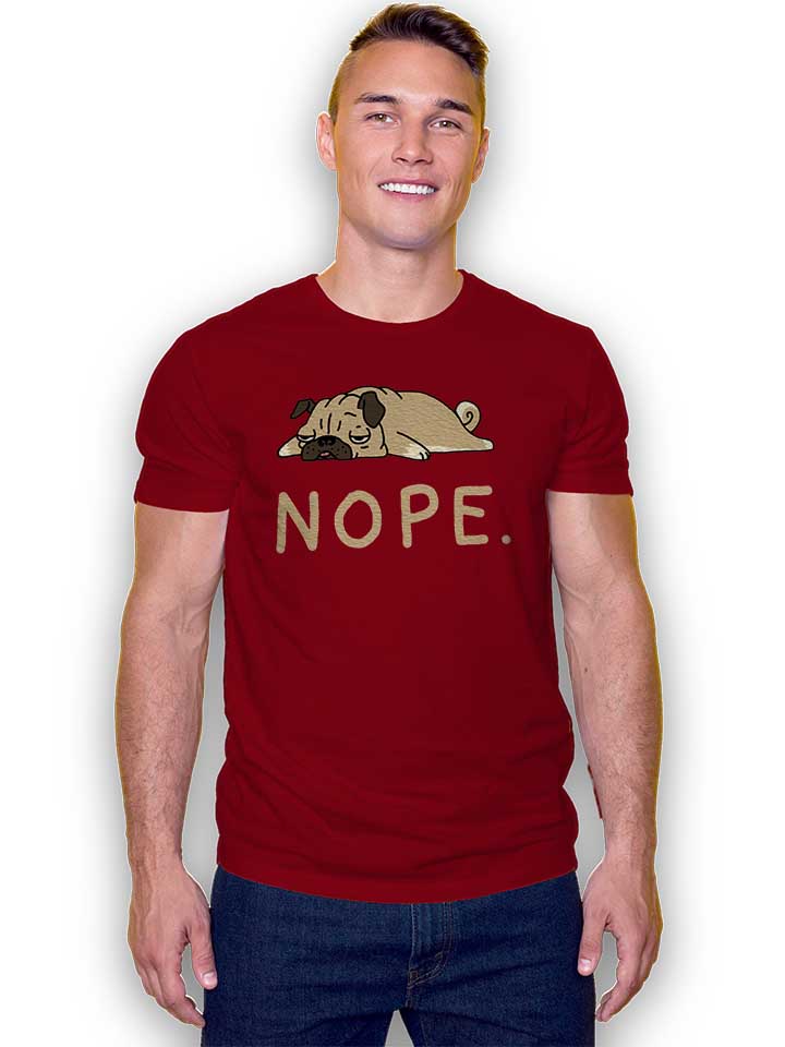 nope-lazy-pug-t-shirt bordeaux 2