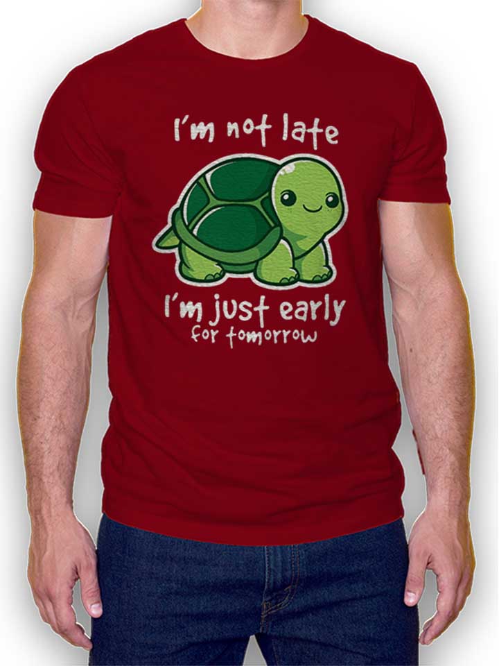 Not Late Turtle T-Shirt maroon L