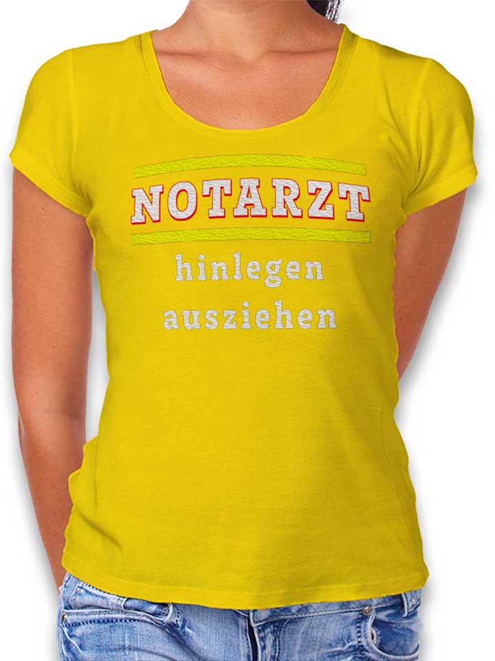 Notarzt Hinlegen Ausziehen Camiseta Mujer amarillo L