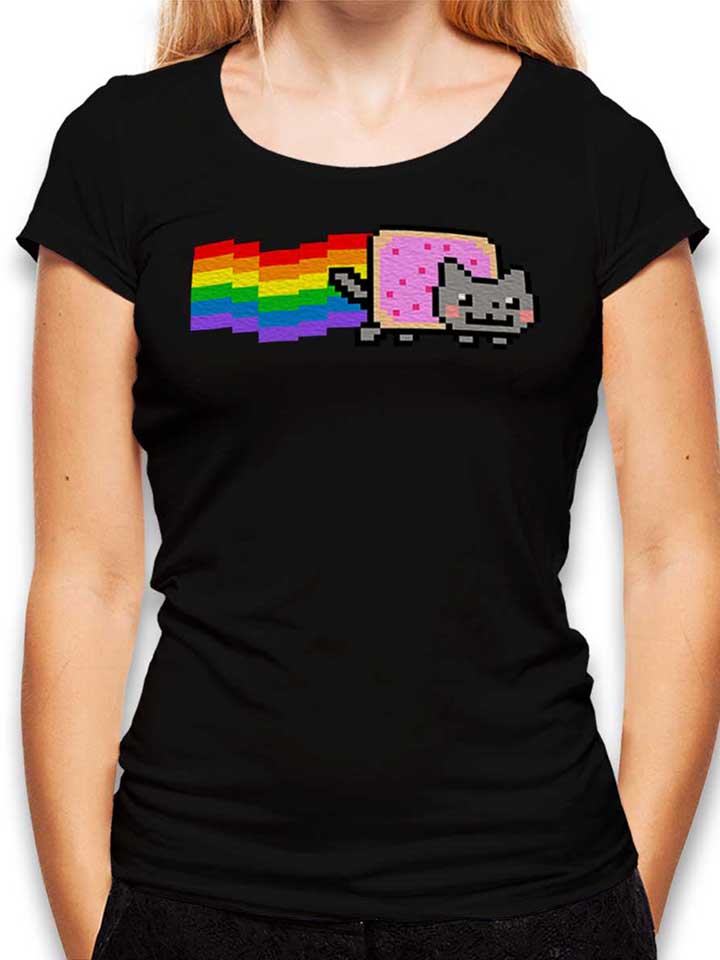 Nyan Cat Damen T-Shirt schwarz L