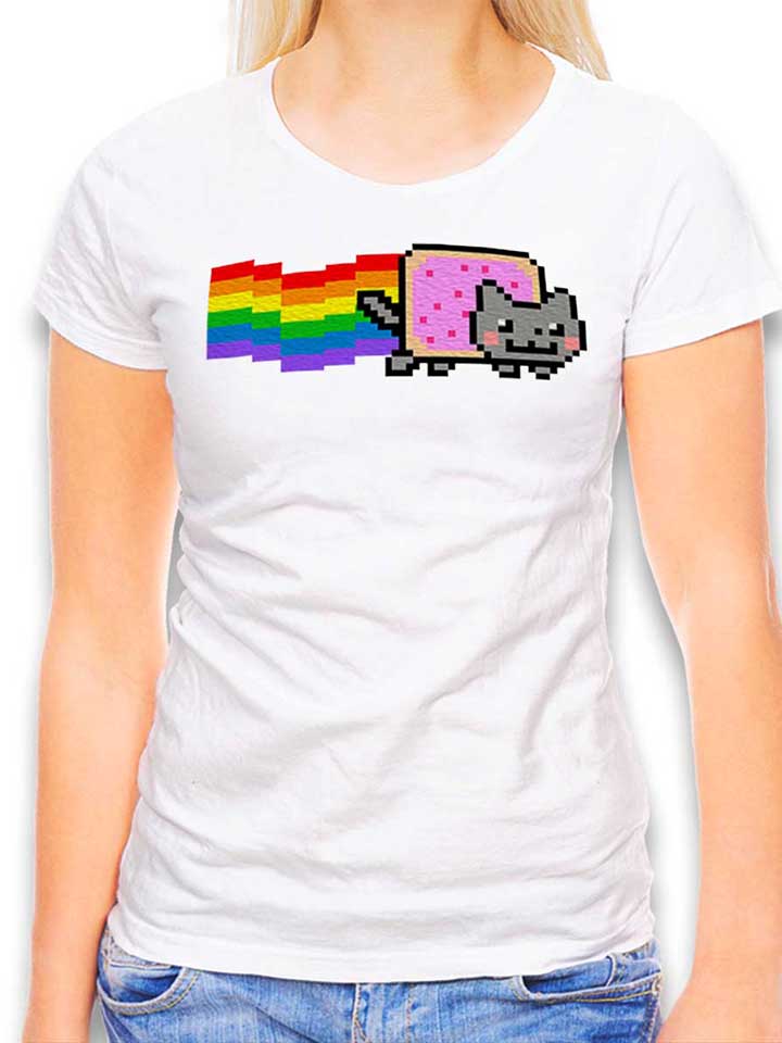 Nyan Cat Damen T-Shirt weiss L