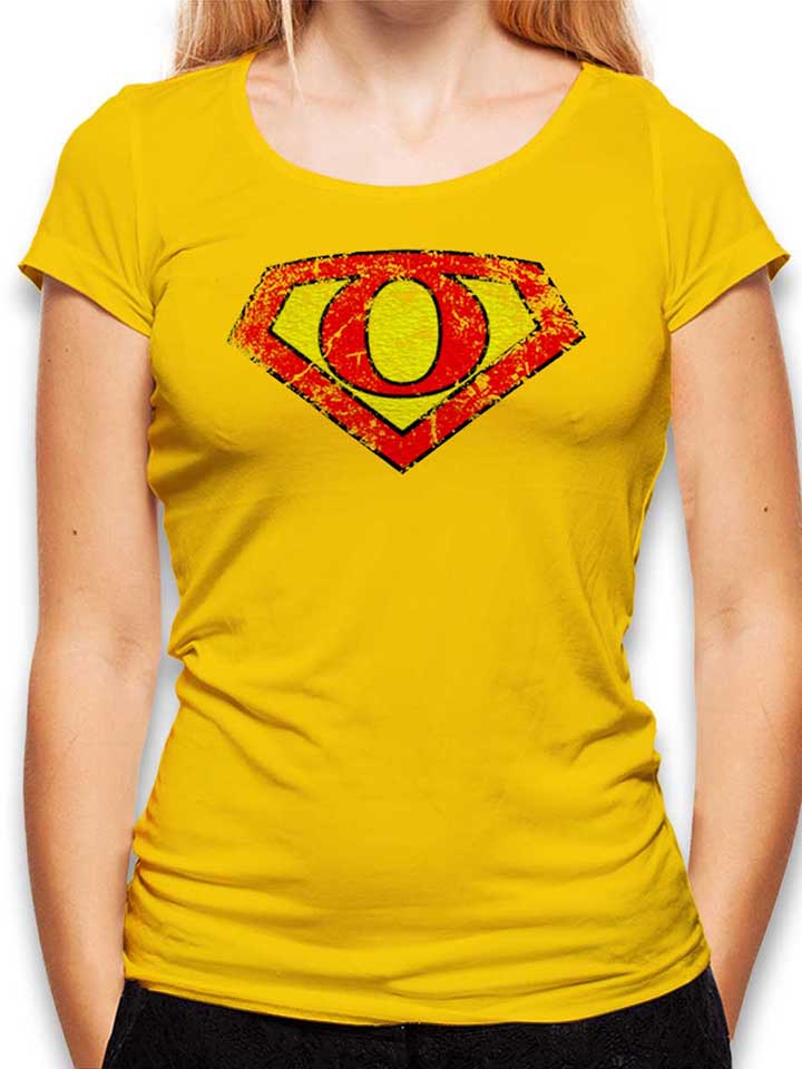 o-buchstabe-logo-vintage-damen-t-shirt gelb 1