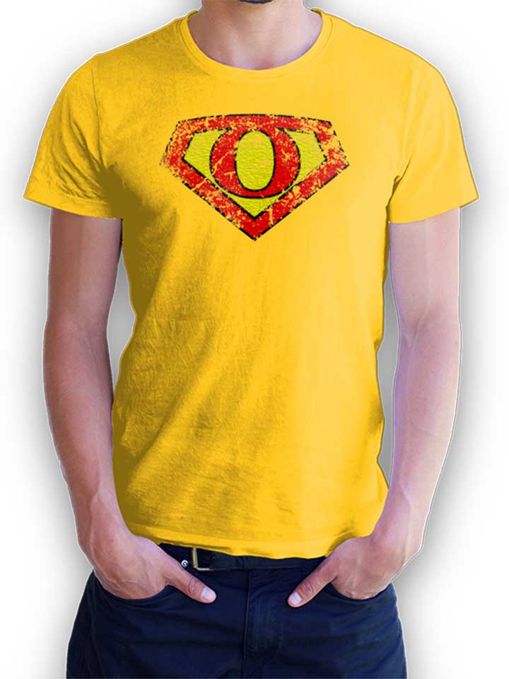 O Buchstabe Logo Vintage T-Shirt gelb L