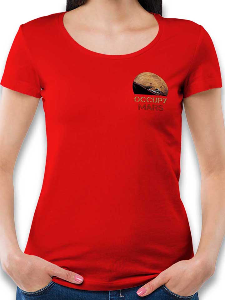 Occupy Mars Space Car Chest Print Damen T-Shirt rot L
