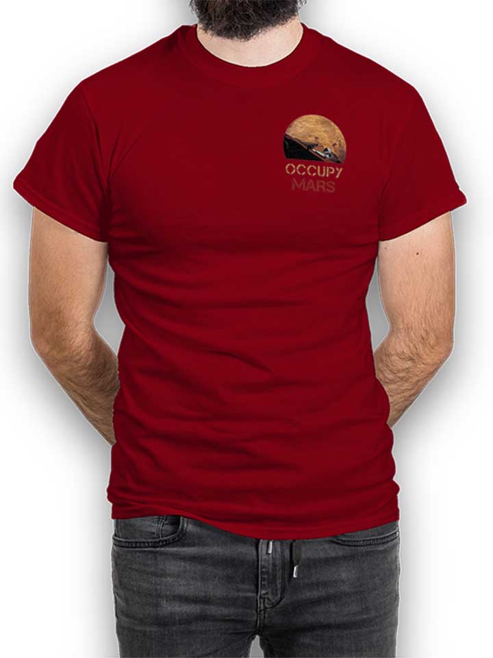 Occupy Mars Space Car Chest Print T-Shirt bordeaux L