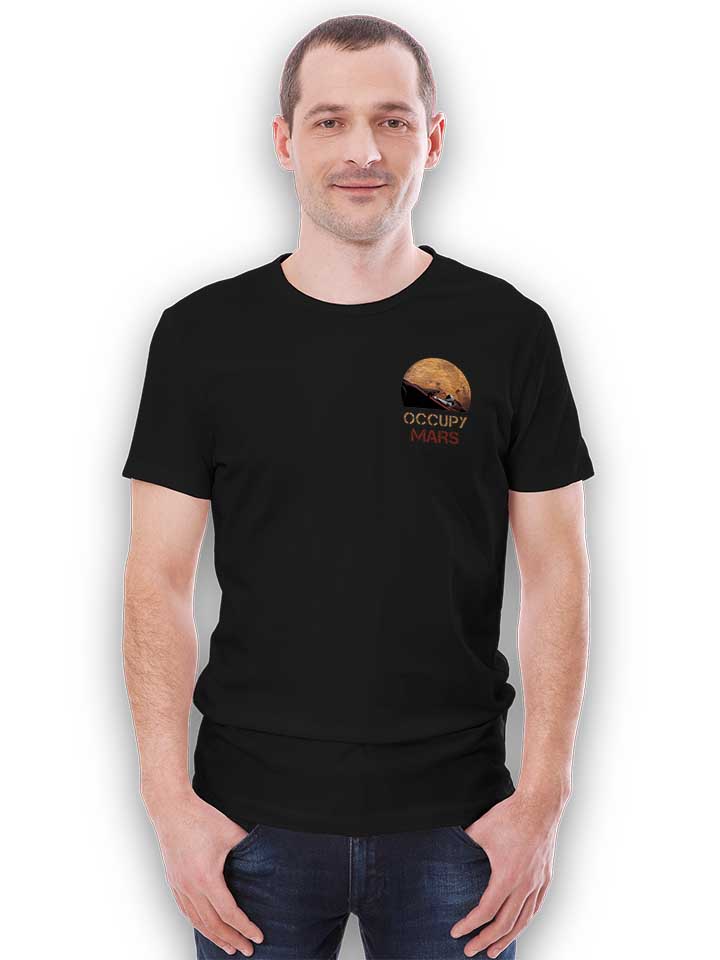 occupy-mars-space-car-chest-print-t-shirt schwarz 2