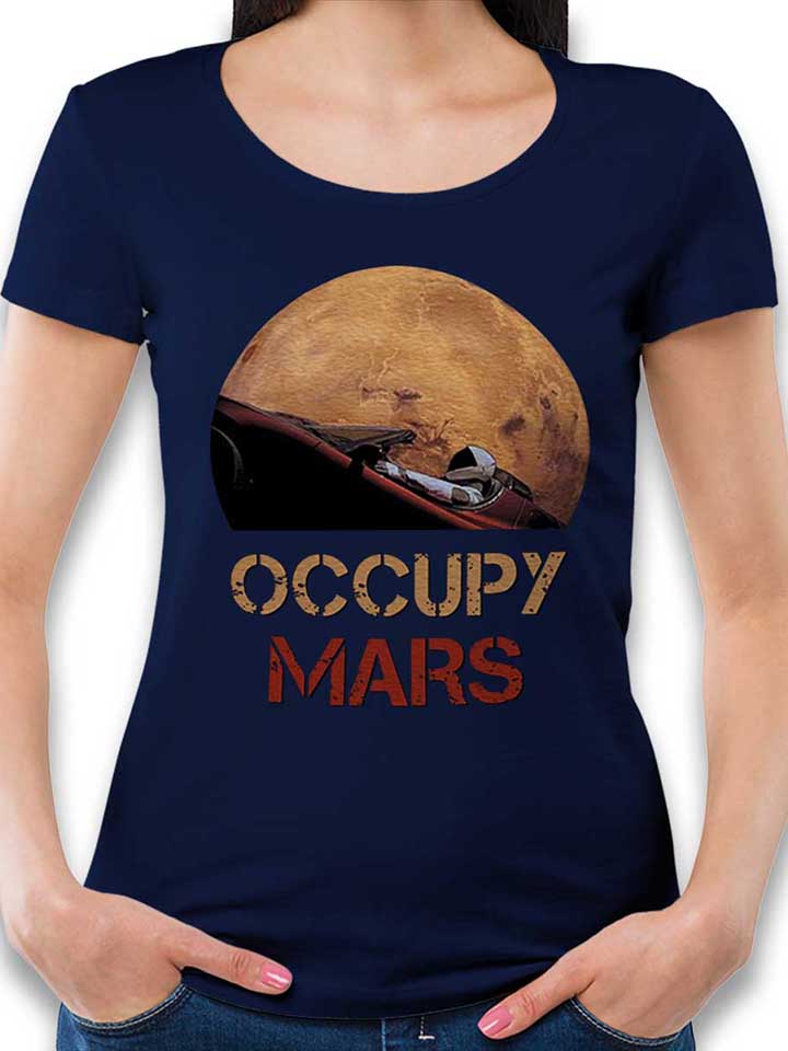 Occupy Mars Space Car Damen T-Shirt dunkelblau L