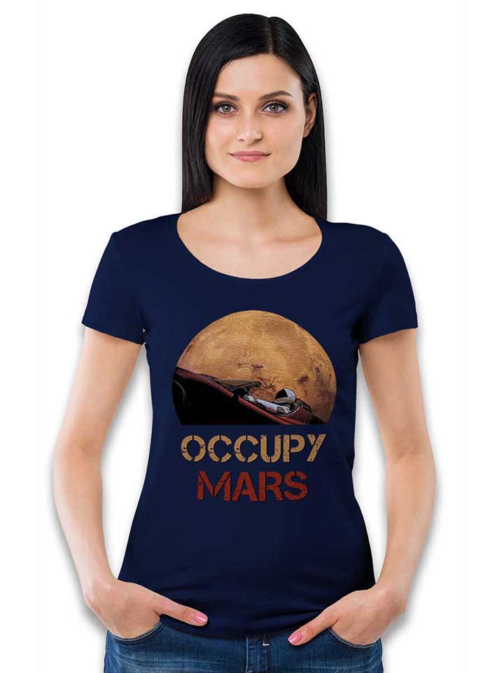 occupy-mars-space-car-damen-t-shirt dunkelblau 2