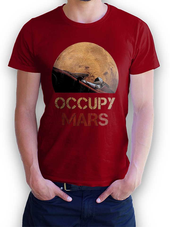 Occupy Mars Space Car T-Shirt bordeaux L