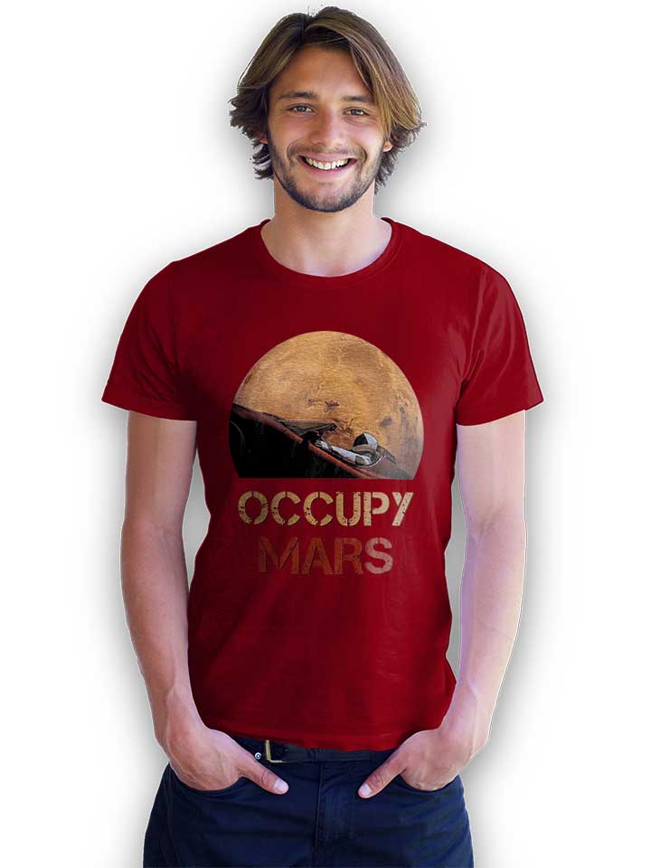 occupy-mars-space-car-t-shirt bordeaux 2