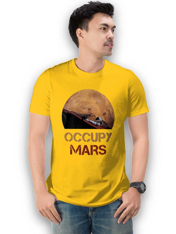 occupy-mars-space-car-t-shirt gelb 2
