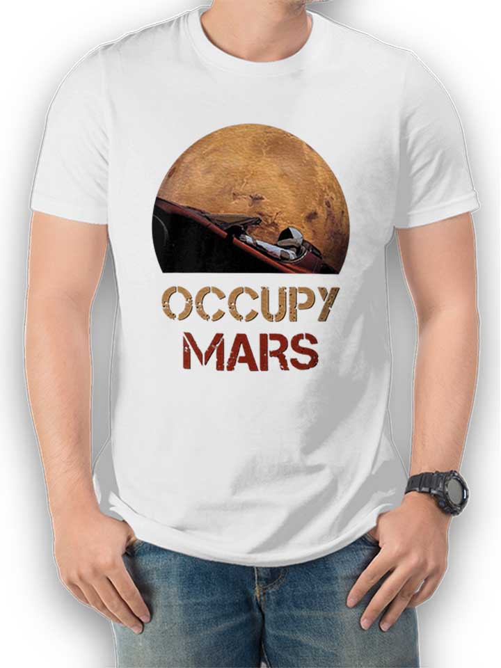 Occupy Mars Space Car T-Shirt white L