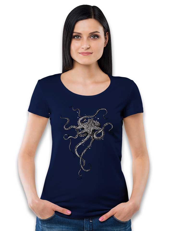 octopus-damen-t-shirt dunkelblau 2