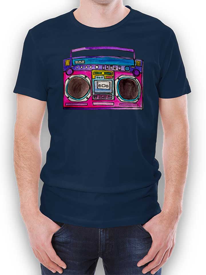 old-school-boombox-t-shirt dunkelblau 1