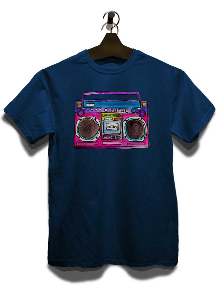 old-school-boombox-t-shirt dunkelblau 3
