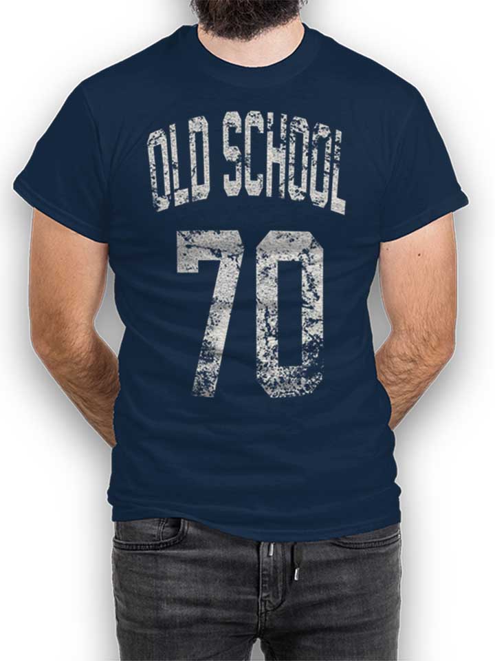 oldschool-1970-t-shirt dunkelblau 1
