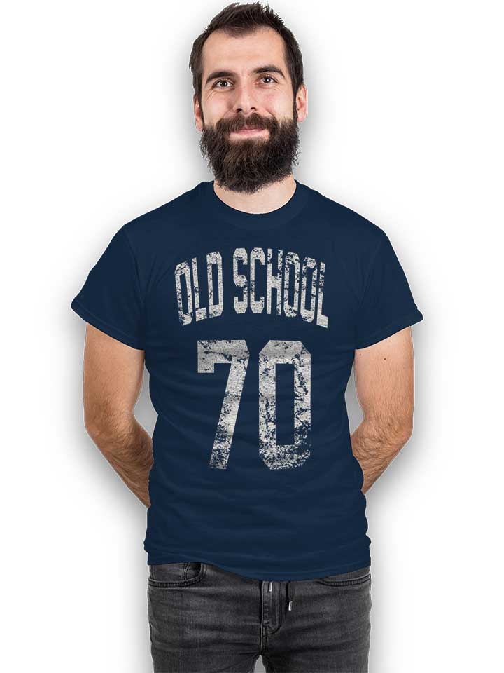 oldschool-1970-t-shirt dunkelblau 2