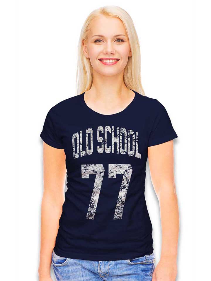 oldschool-1977-damen-t-shirt dunkelblau 2