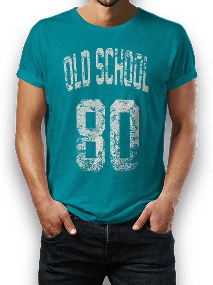 oldschool-1980-t-shirt tuerkis 1