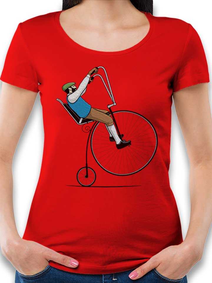 Oldschool Bike Wheelie Damen T-Shirt rot L