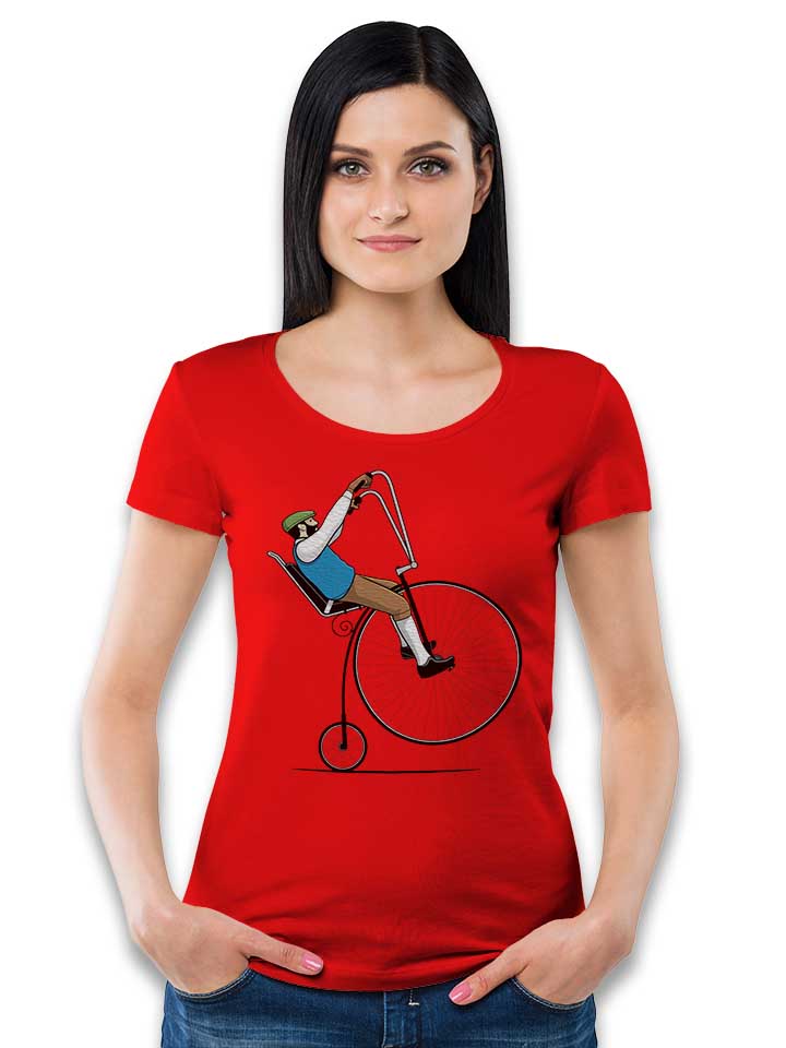 oldschool-bike-wheelie-damen-t-shirt rot 2