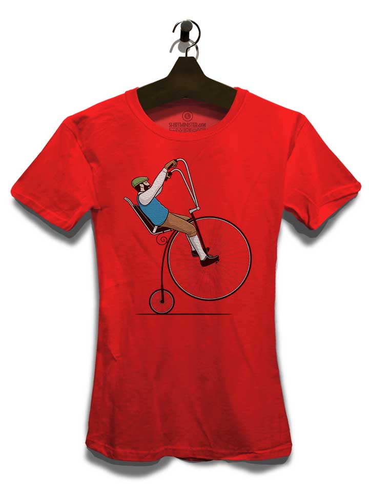 oldschool-bike-wheelie-damen-t-shirt rot 3
