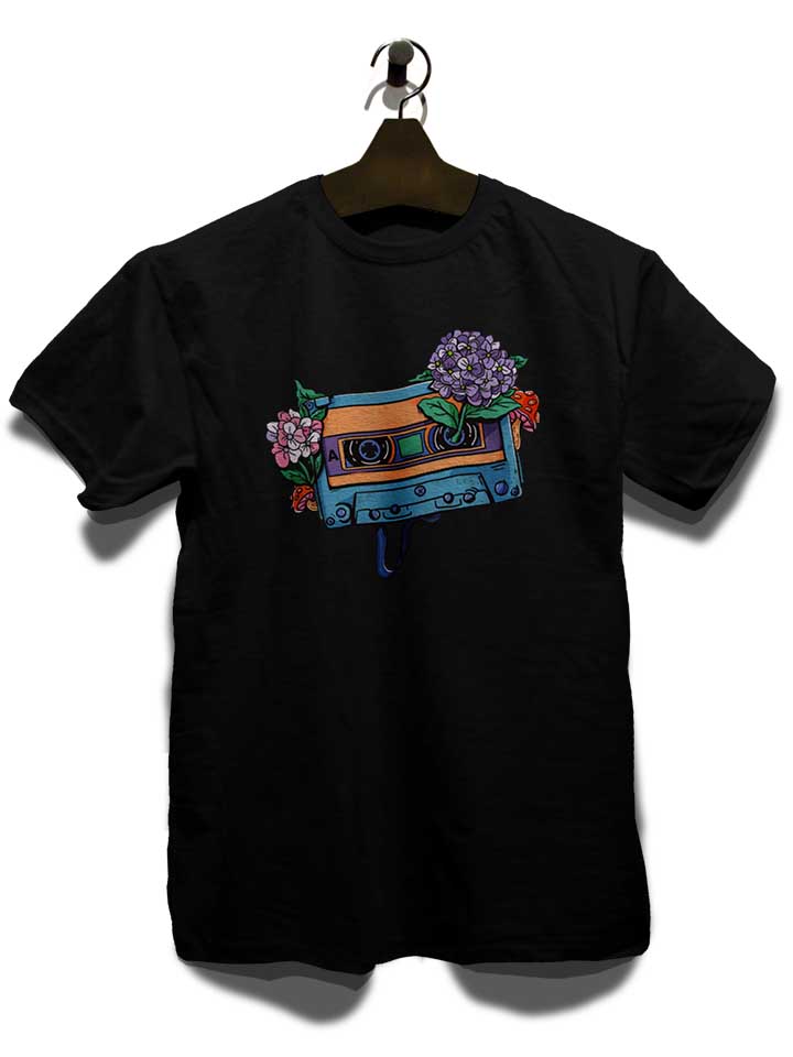 oldschool-cassette-flowers-t-shirt schwarz 3