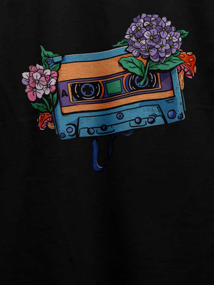 oldschool-cassette-flowers-t-shirt schwarz 4