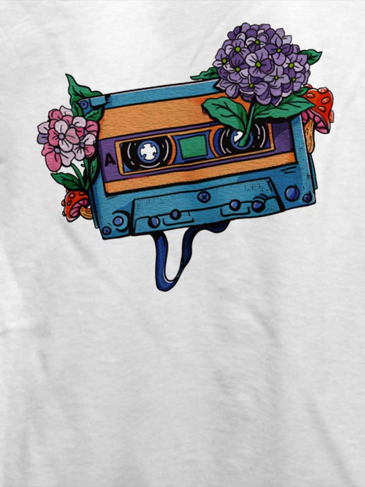 oldschool-cassette-flowers-t-shirt weiss 4
