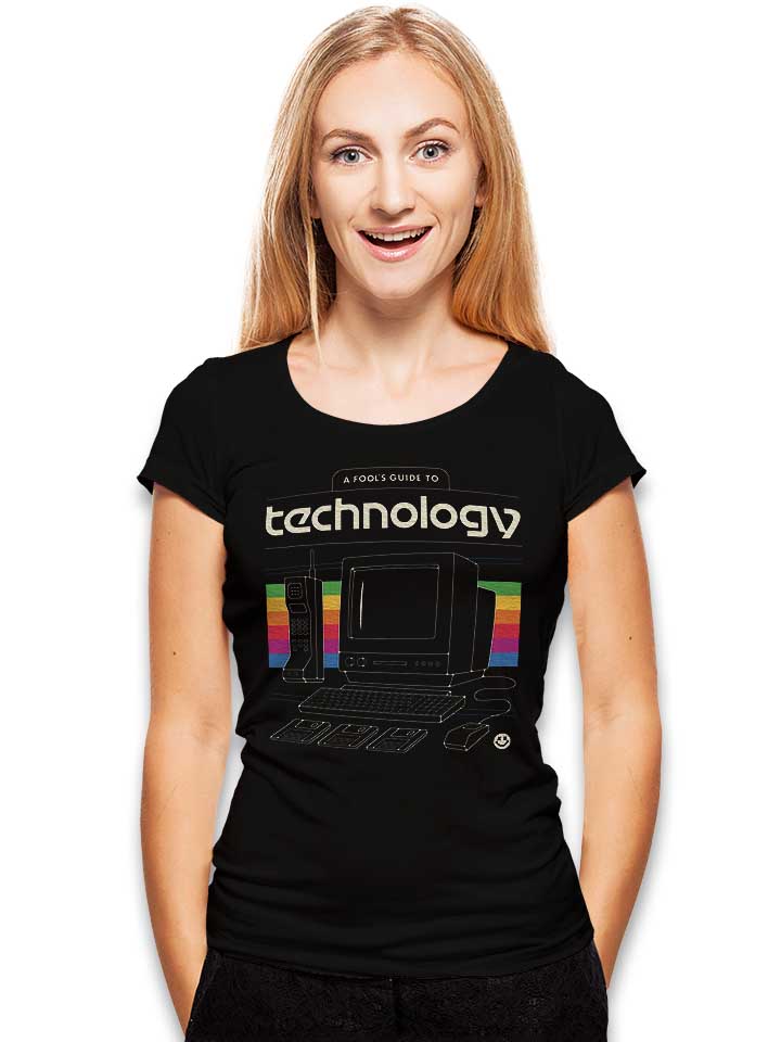 oldschool-technology-damen-t-shirt schwarz 2